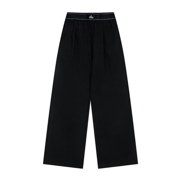 Alo Yoga Reflective Logo Loose Wide-Leg Pants Black